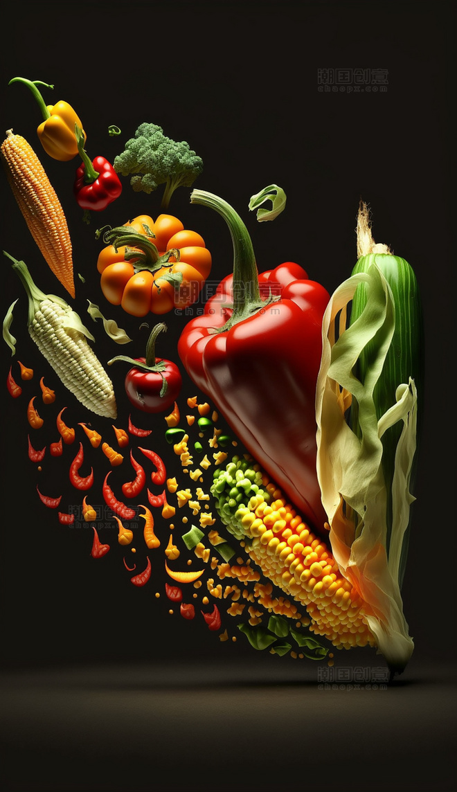 蔬菜创意特写数字作品AI作品数字插画