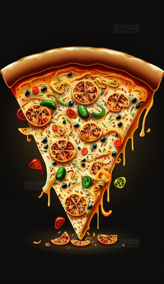 披萨蔬菜创意特写数字作品AI作品数字插画