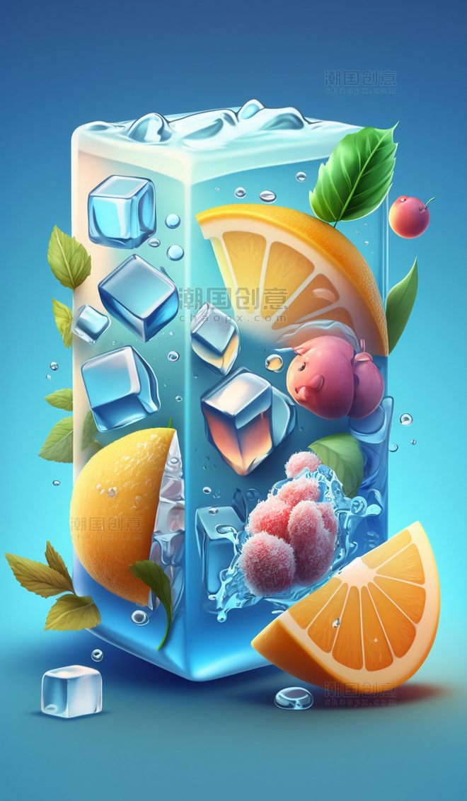 夏季3D立体果汁背景