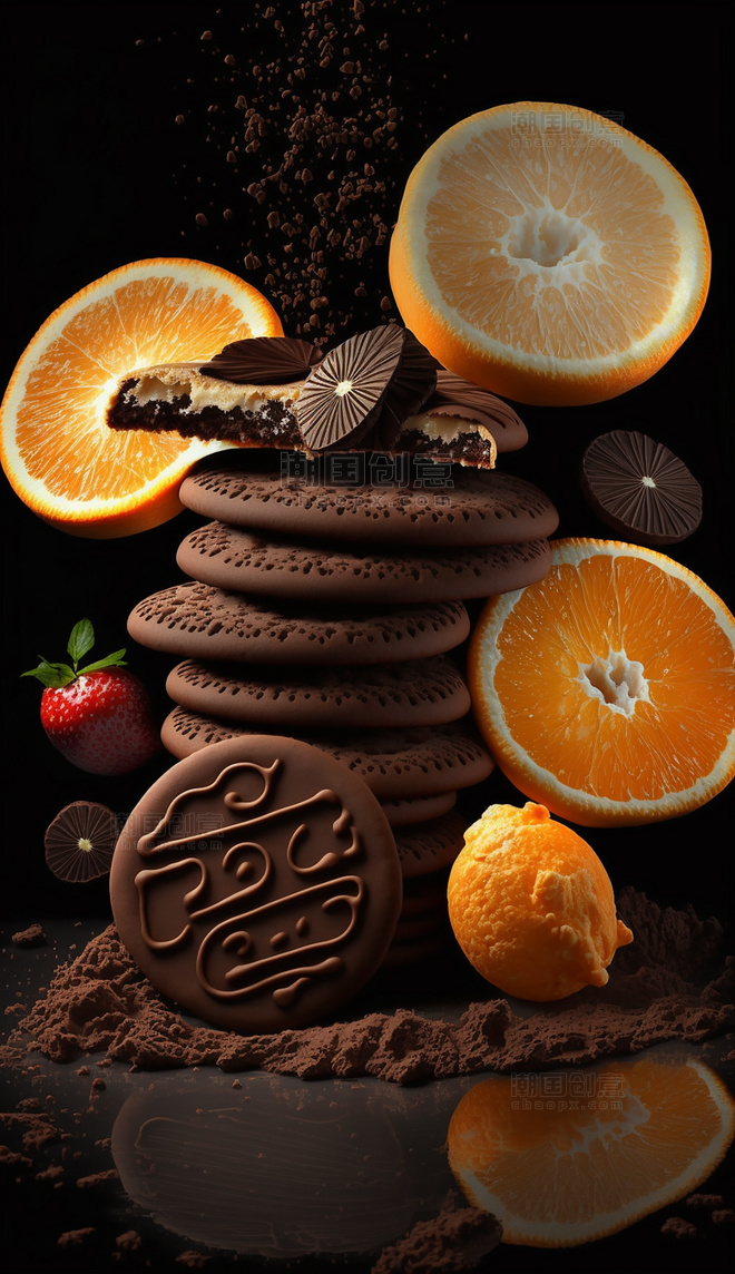 巧克力饼干食物水果创意特写数字作品AI作品数字插画