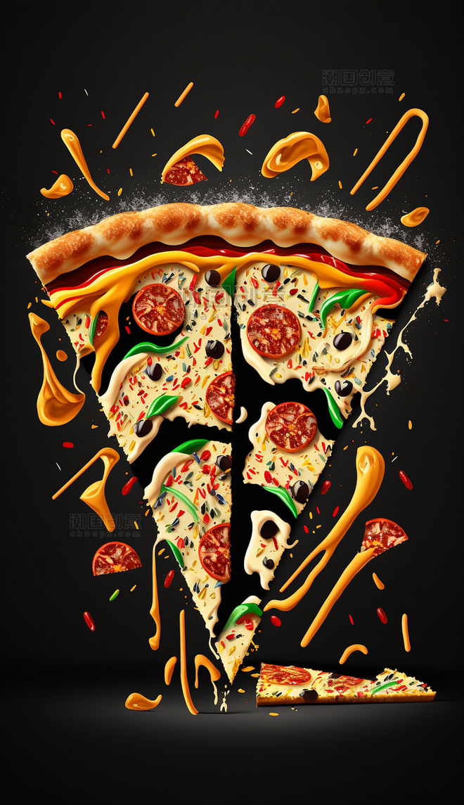 披萨蔬菜创意特写数字作品AI作品数字插画