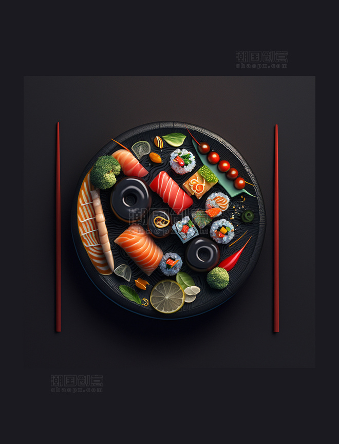 美味的日式寿司拼盘效果图