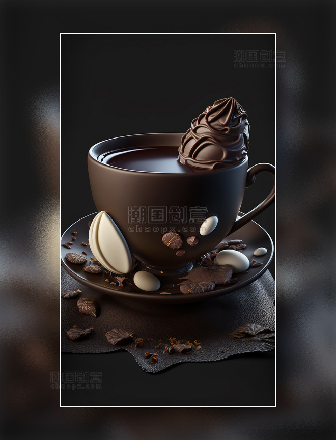 巧克力咖啡巧克力做的咖啡和盘子