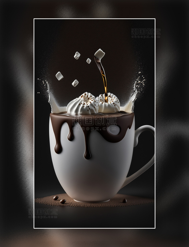 巧克力咖啡白色杯子美食效果图