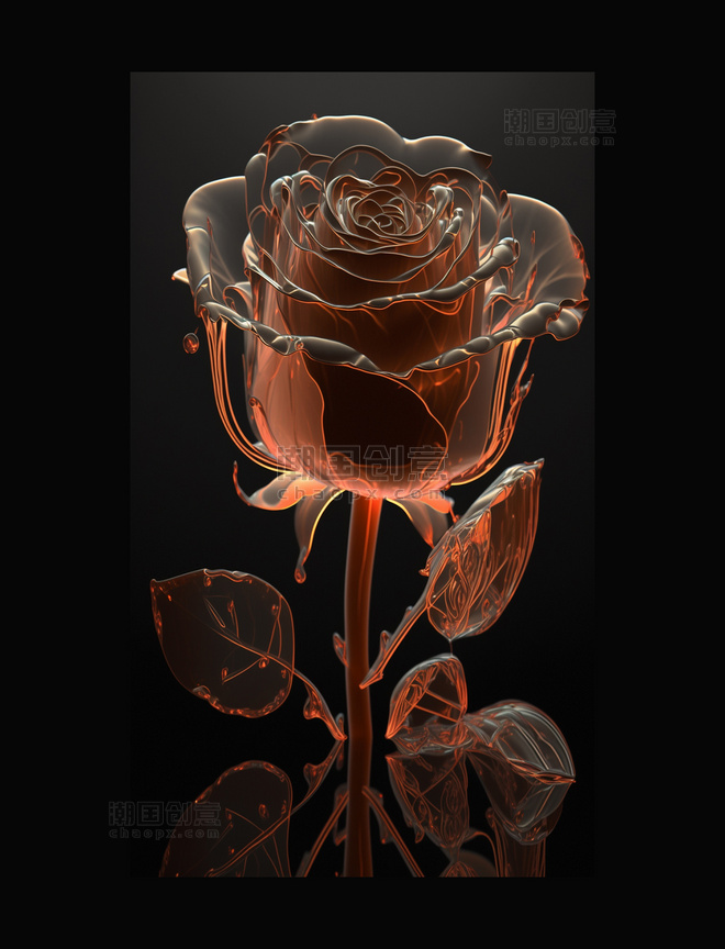 细丝高亮玫瑰花朵渲染效果图