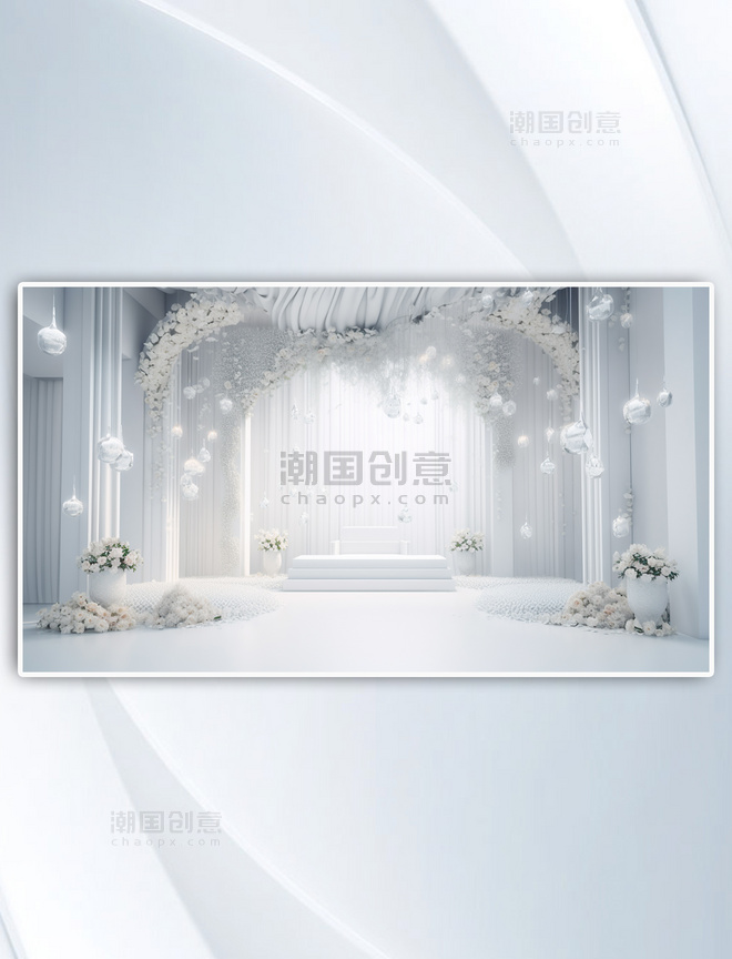 数字艺术白色婚礼舞台装饰