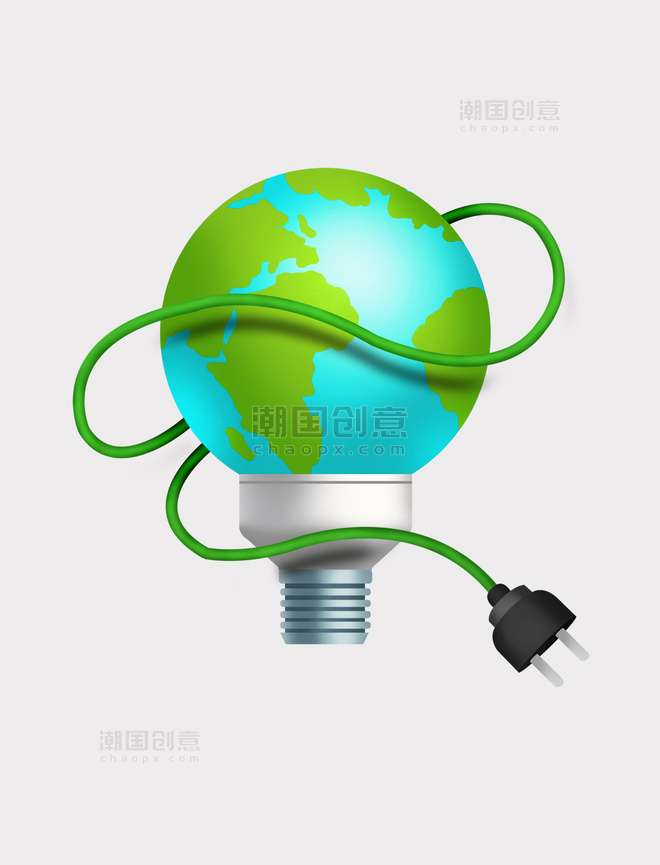 环保绿色地球节能减排灯泡