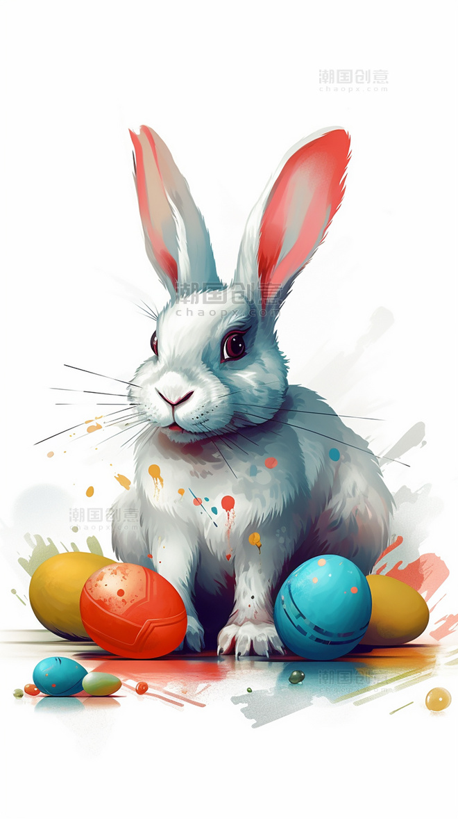 兔子彩蛋复活节数字作品AI作品AI绘画数字插画