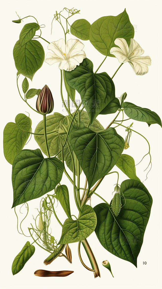 植物插图学术风植物花卉数字作品AI作品数字插画