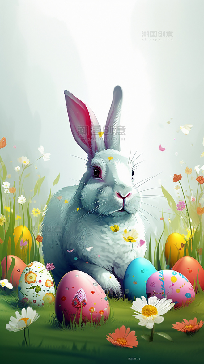 复活节兔子彩蛋数字作品AI作品AI绘画数字插画