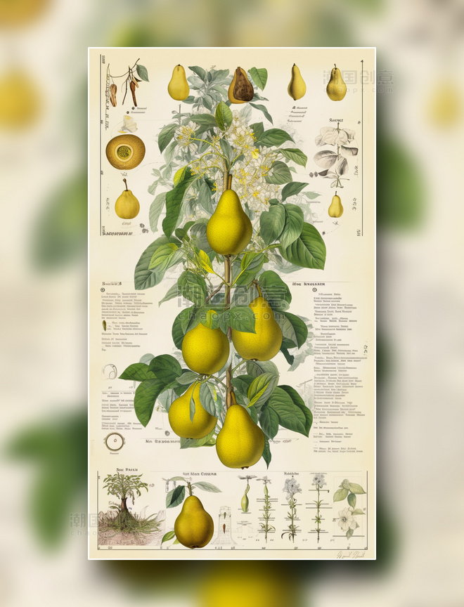梨酥梨植物学报告风详解插图数字作品插画