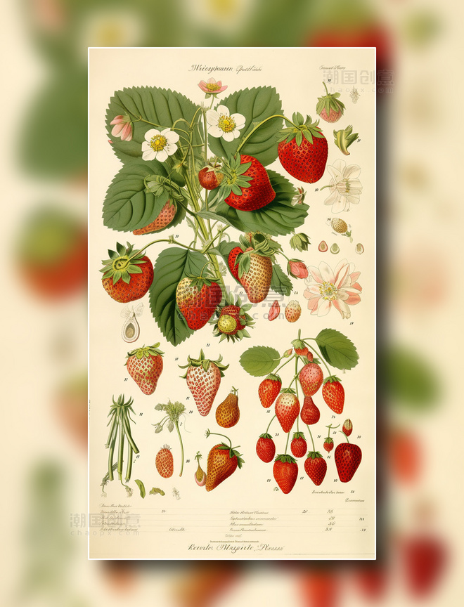 草莓植物学报告风插图数字插画