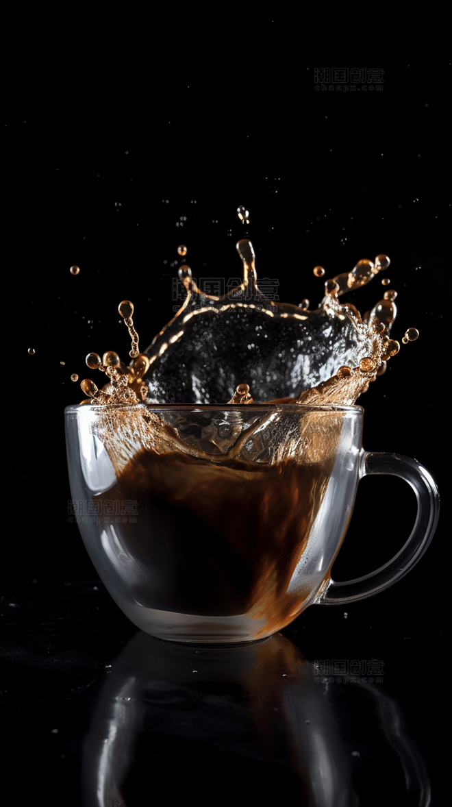 喷溅的咖啡创意特写餐饮美食饮料飞溅液体