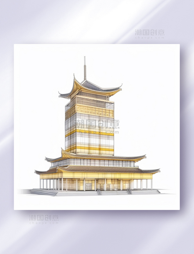  中国风中式建筑三维立体可视图纸效果图数字作品