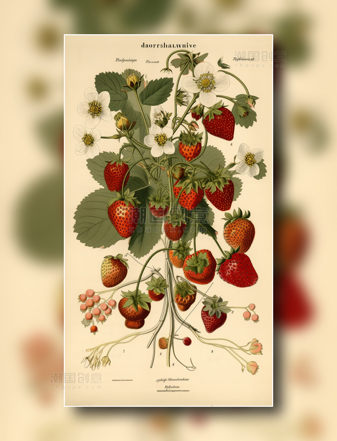 草莓植物学报告风格插图概念插画数字作品
