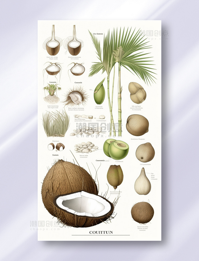 椰子热带水果植物学解析报告风插图插画