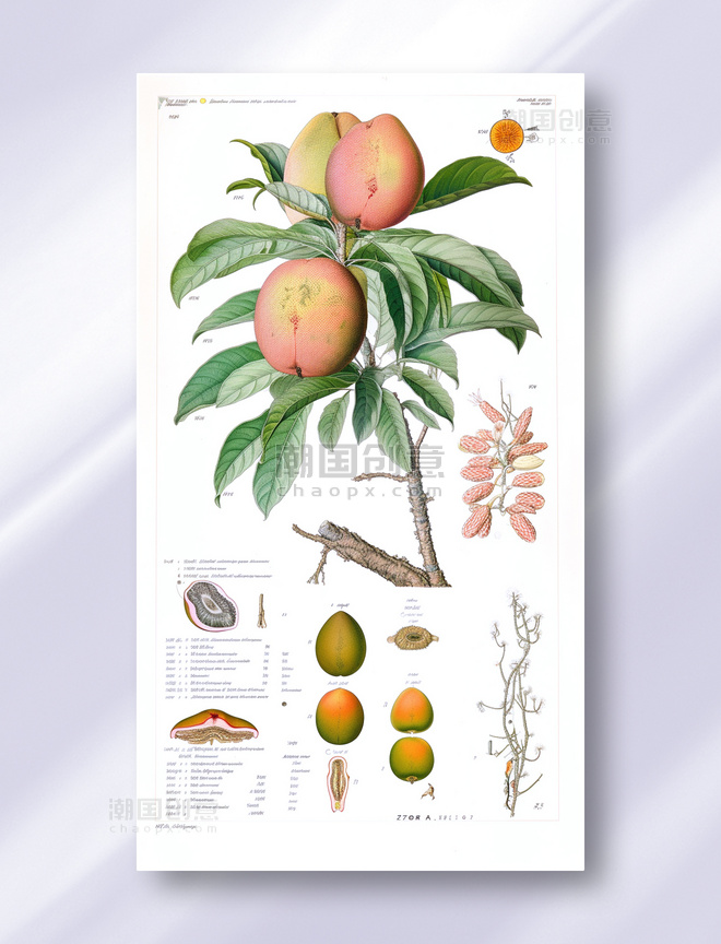 桃子植物学解析报告风格插图插画