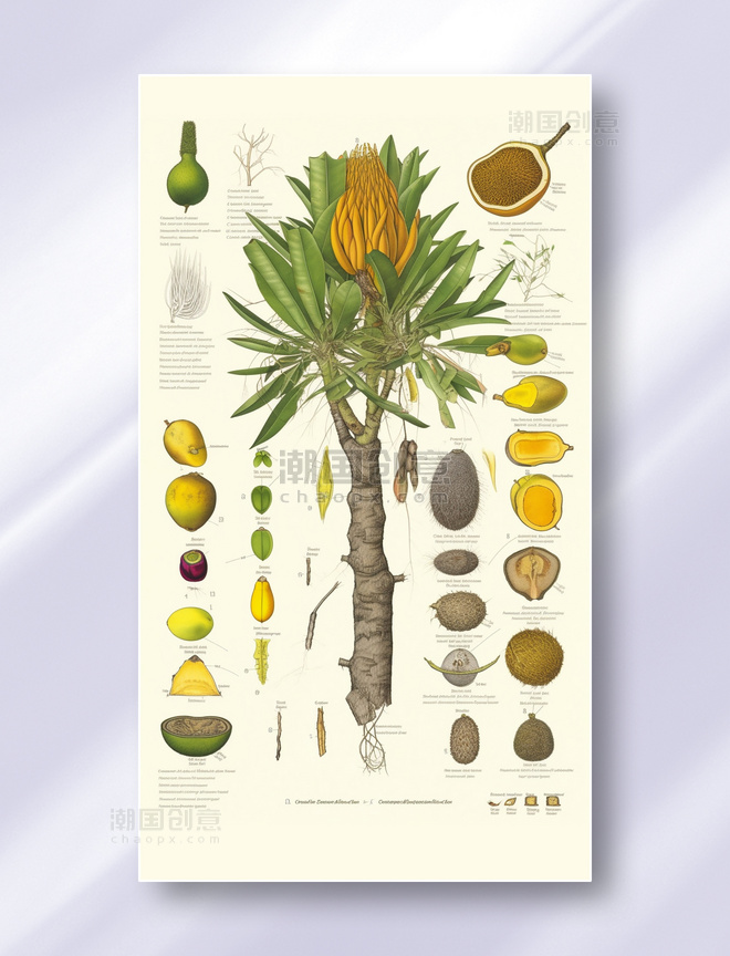 芒果植物学解析报告风格插图插画