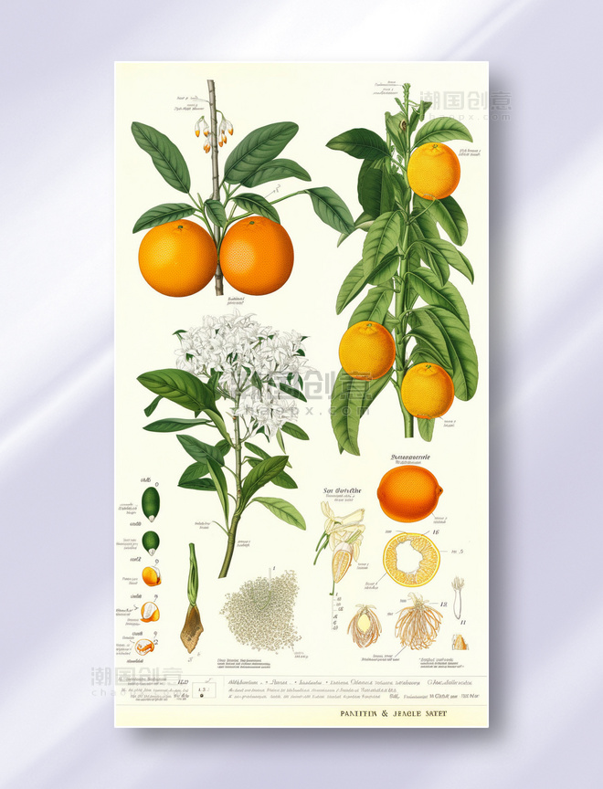 橘子水果植物学解析报告风格插图插画