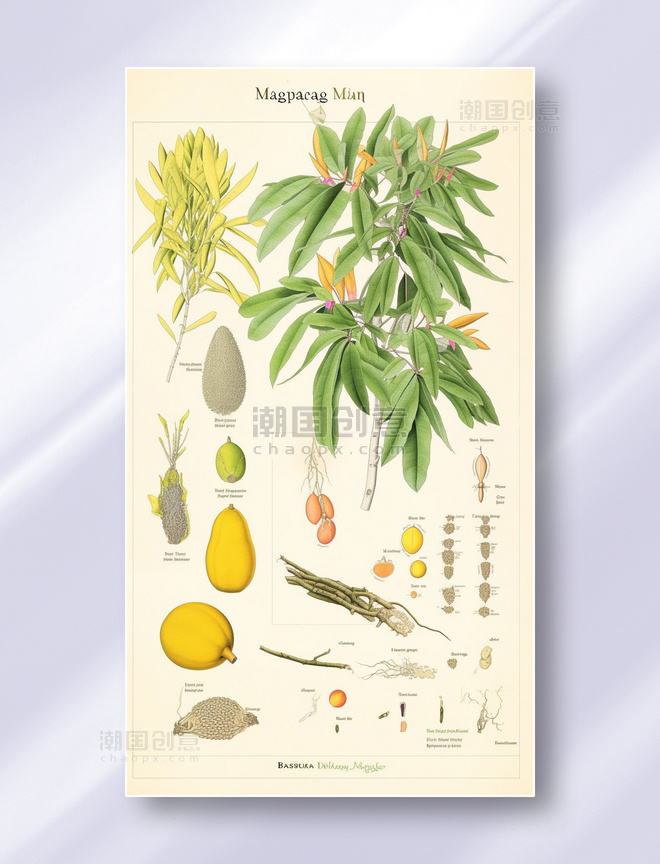 芒果热带植物学解析报告风格插图插画