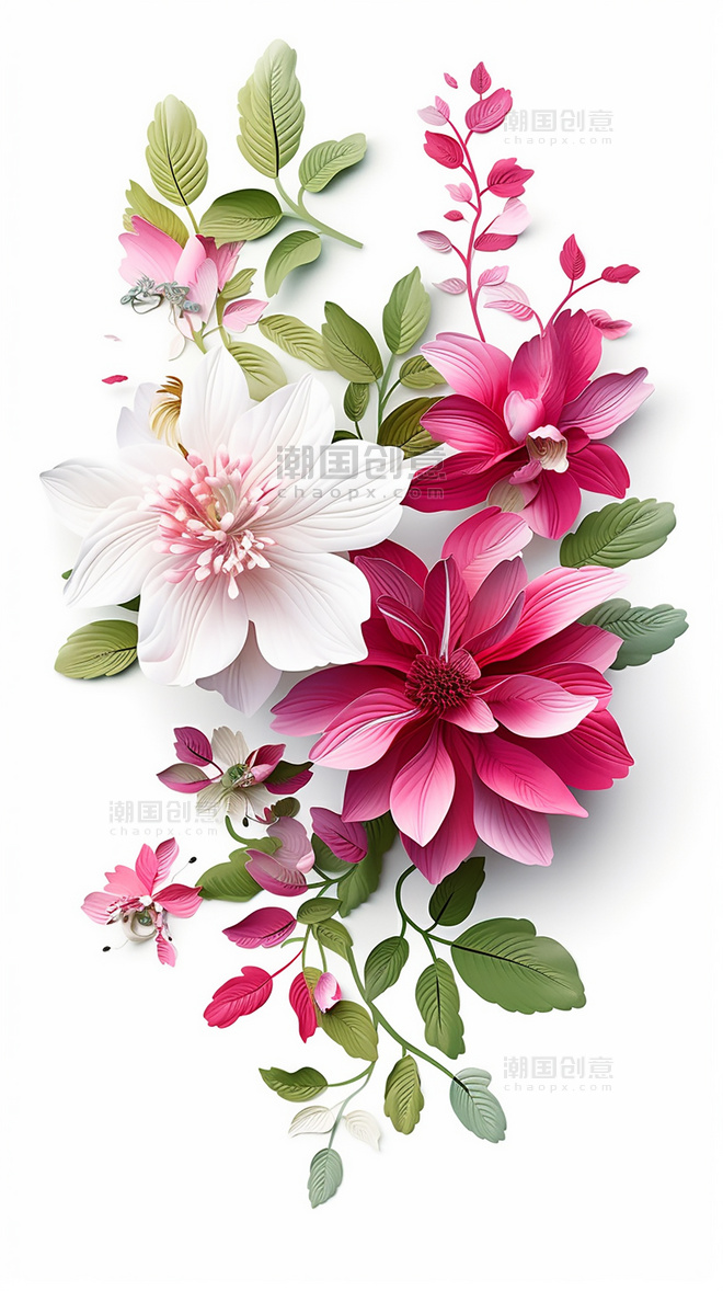 纸质插图花卉剪纸风层次丰富的花