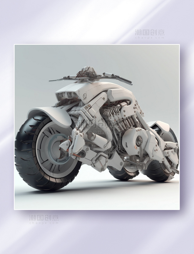 3D立体未来概念科幻摩托车效果图交通工具