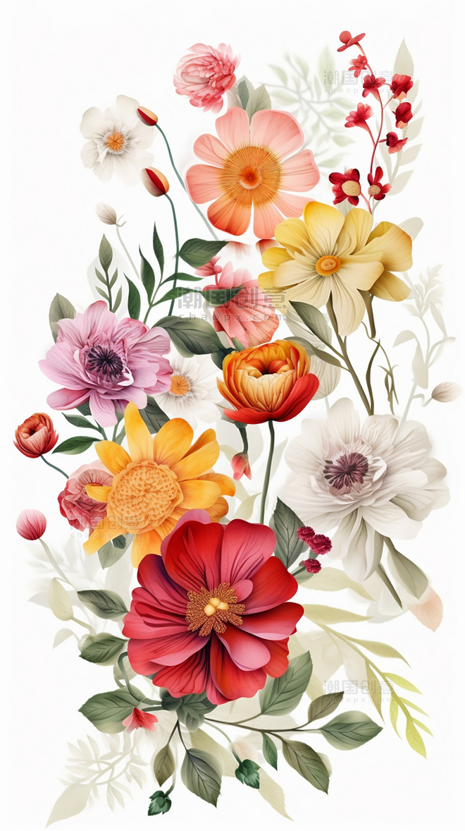 纸质插图花卉层次丰富的花