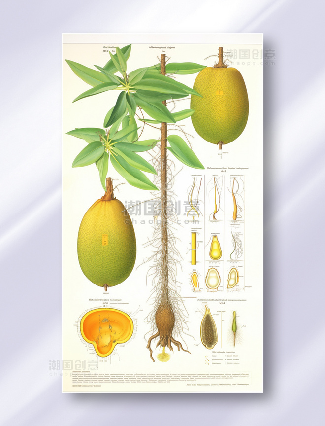 芒果植物学解析报告风格插图插画