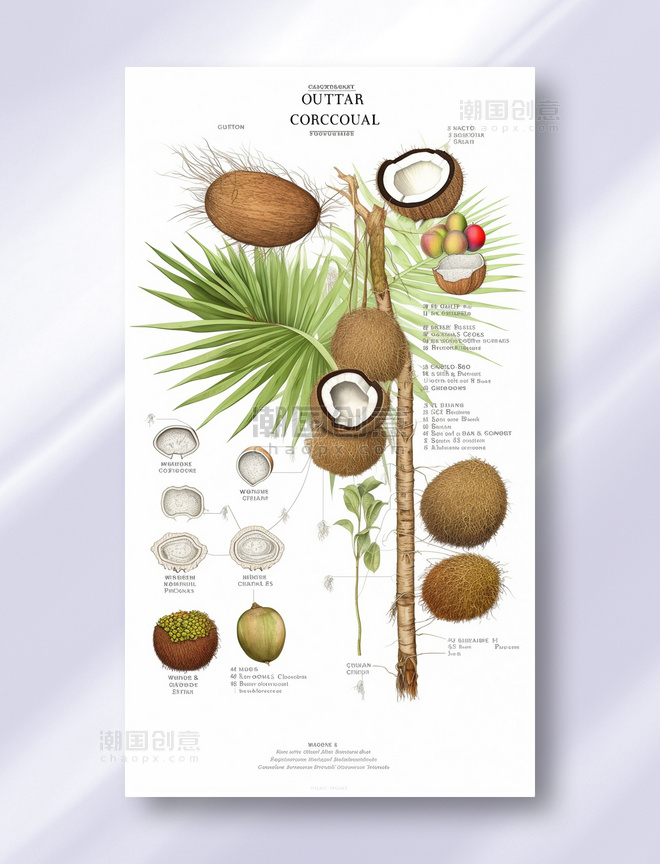 椰子植物学解析报告风格插图插画