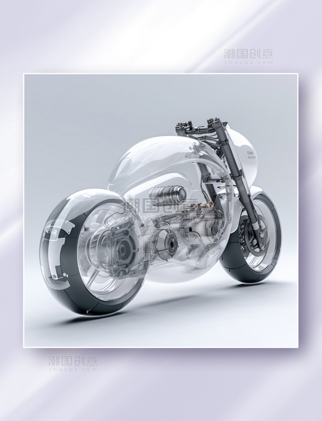3D立体未来概念科幻摩托车透明科技车交通工具