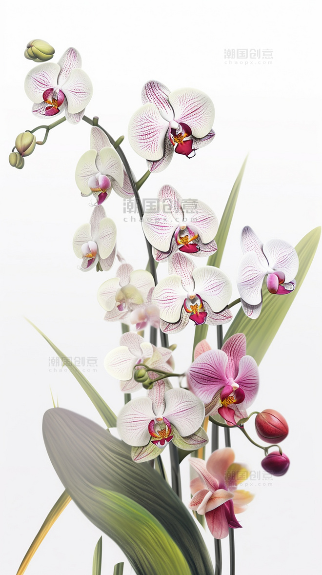 蝴蝶兰纸质插图花卉剪纸风层次丰富的花