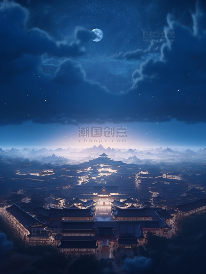 长安城古代大场景云海开阔的视野插图