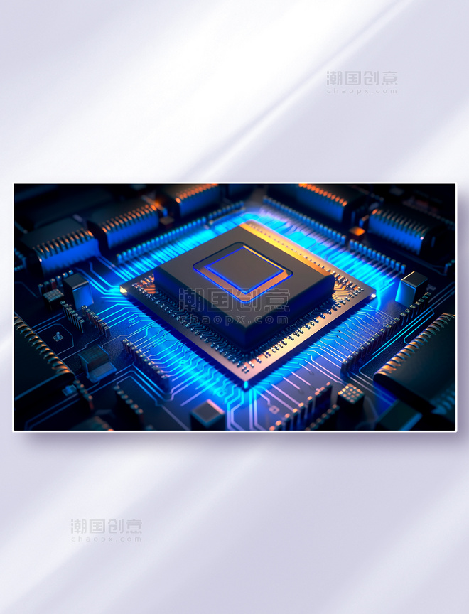 蓝色集成电路板高科技技术芯片