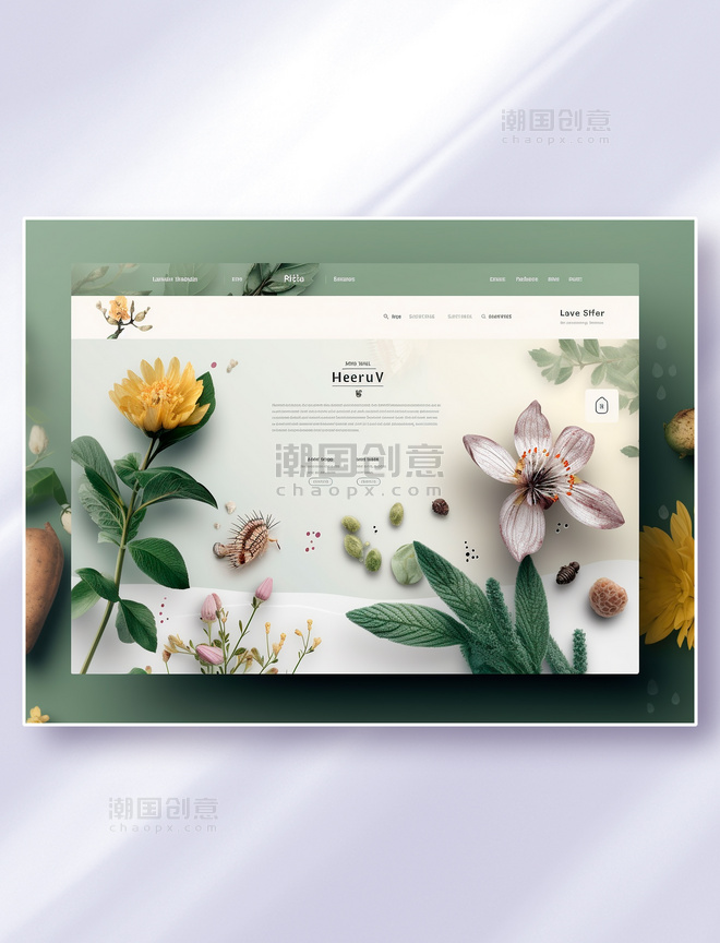 绿色清新简约风植物花卉网站网页界面设计