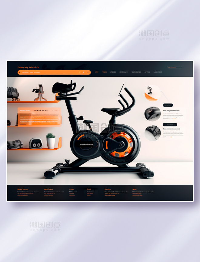 简约橙色黑色运动健身器材器械网站界面