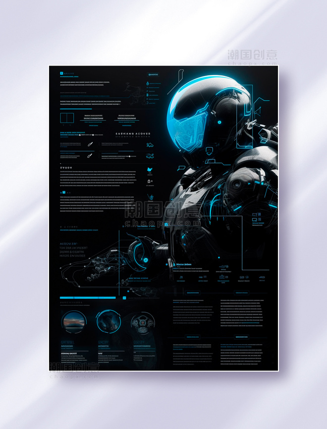 黑蓝色系机器人网站界面设计