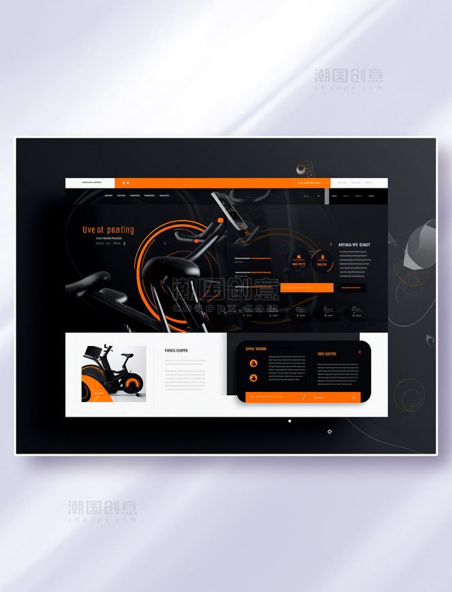 黑色橙色系健身器材运动类网站网页界面设计
