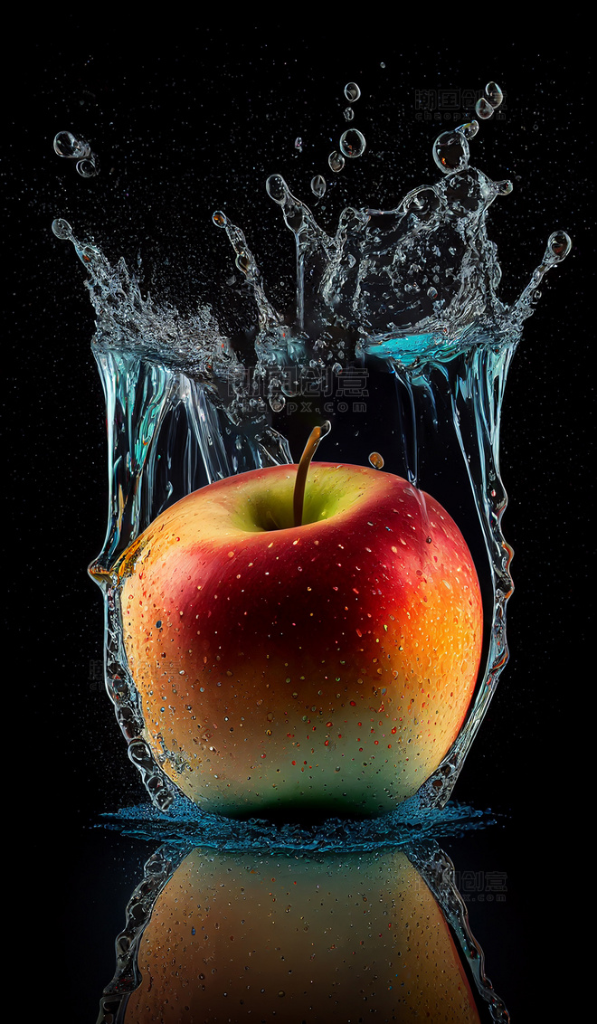 苹果在水中的产品摄影背景