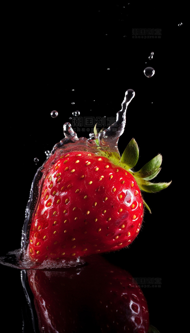 草莓在水中的产品摄影背景