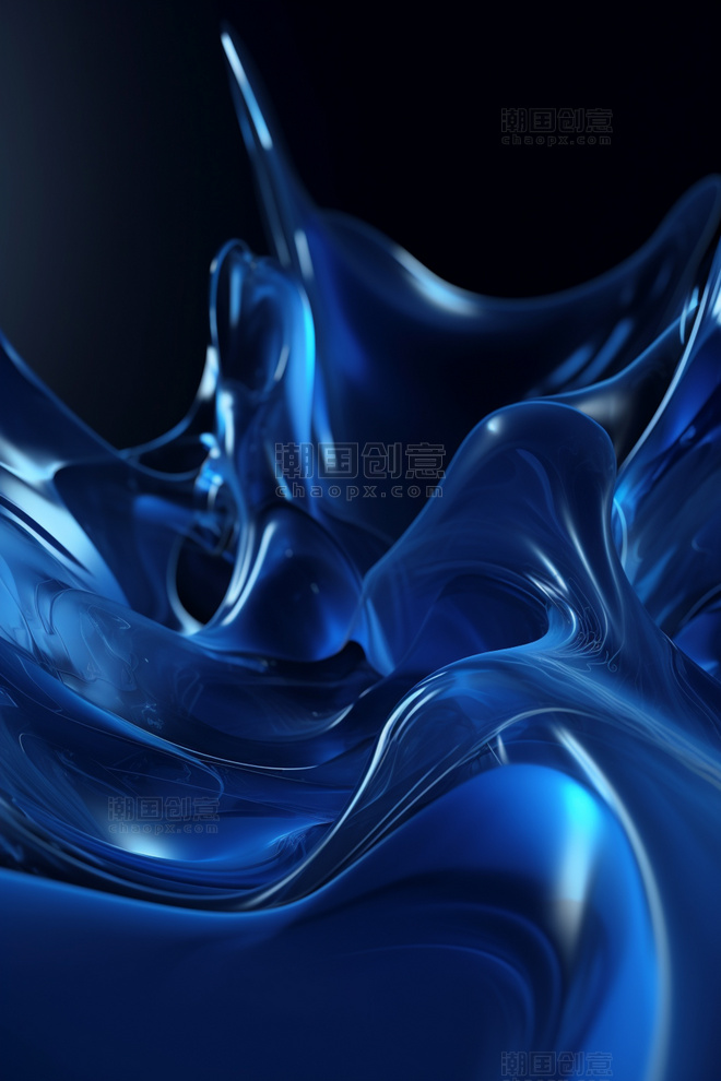 AI绘画蓝色抽象艺术流体背景