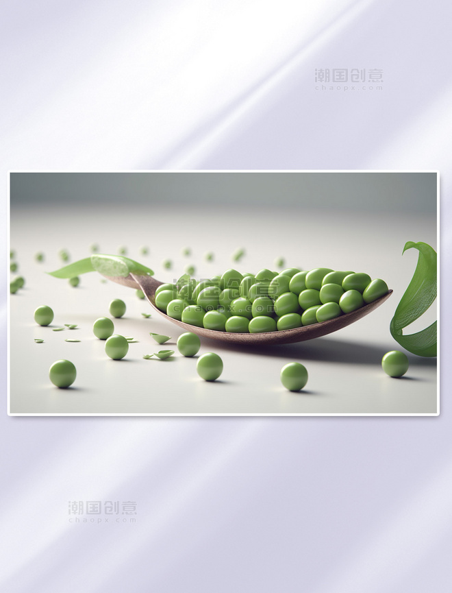 新鲜蔬菜豌豆食物数字插画