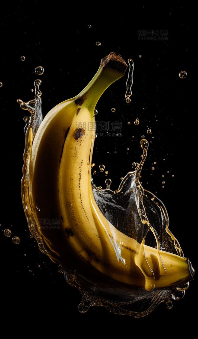 香蕉在水中的产品摄影背景