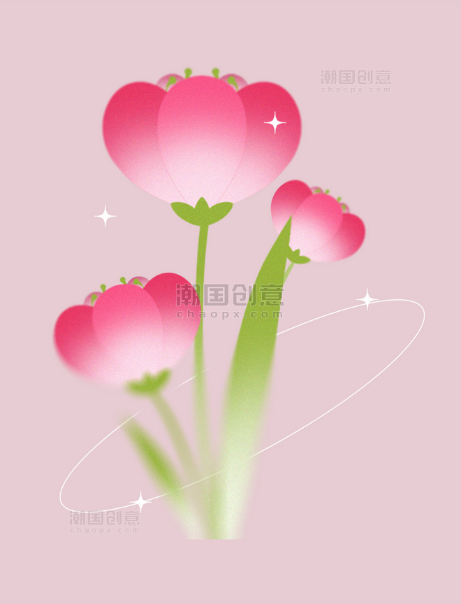 春季春天植物简约潮流粉色花朵元素