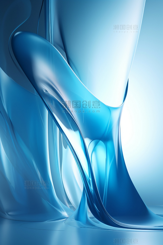 抽象蓝色液体流动曲线背景