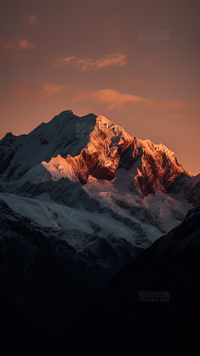 冬季雪山冰川天空夕阳山峰山脉风景摄影摄影图