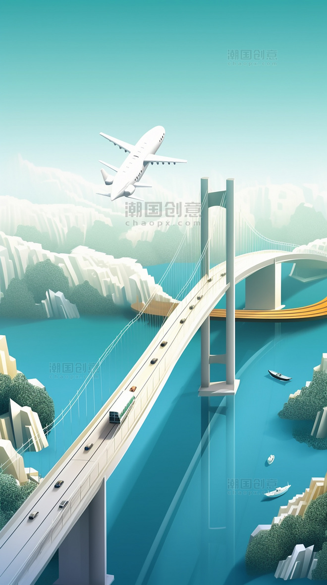 武汉长江大桥中国超美插图春季城市剪纸艺术中国建筑平面插图