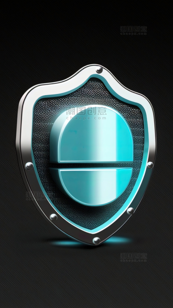 蓝色科技安全图标盾牌