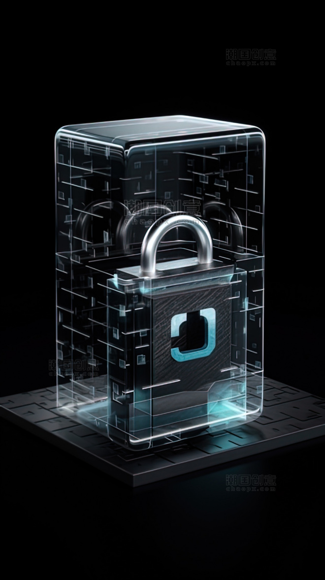 蓝色科技安全图标电子锁 
