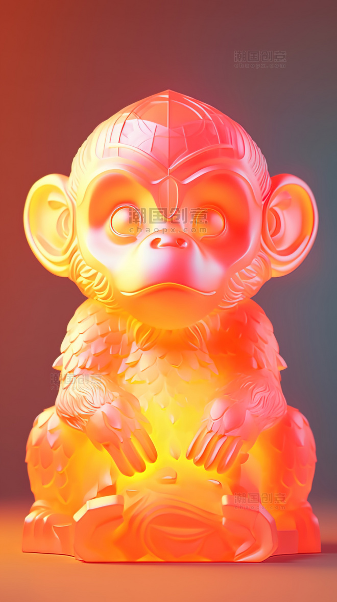 梦幻玉器摆件彩色猴子动物IP玩具