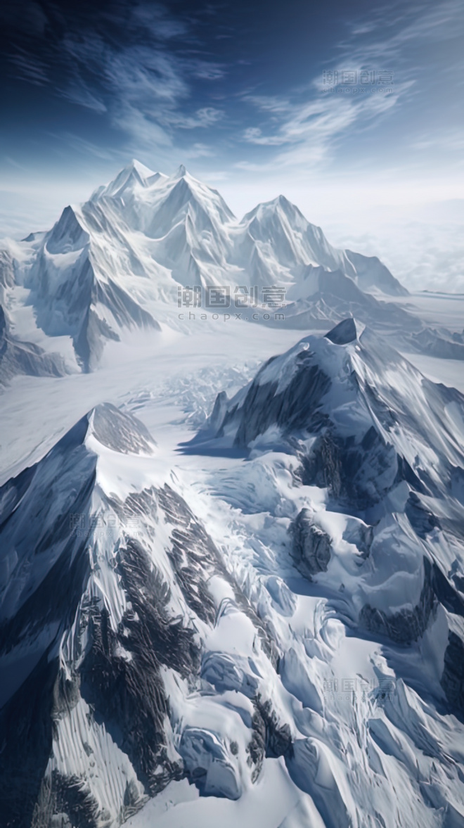 冬季雪山冰川雪景摄影图摄影